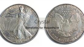  Presentation with silver frames - Presentation design featuring silver-one-dollar-avers background and a light gray colored foreground