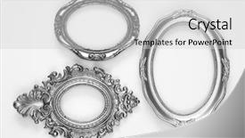  Presentation with silver frames - PPT theme having silver ornate oval frames one background and a light gray colored foreground