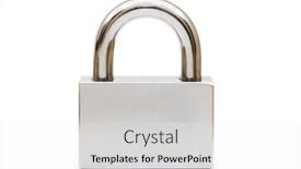  Presentation with padlock - Slides enhanced with silver padlock isolated on the white background background and a white colored foreground