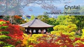  Presentation with kyoto - Presentation design featuring silver pavilion in kyoto japan background and a light blue colored foreground