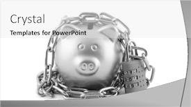  Presentation with padlock - Audience pleasing PPT layouts consisting of silver-piggy-bank-secured backdrop and a white colored foreground