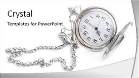  Presentation with clock - Theme consisting of silver pocket clock isolated background and a white colored foreground