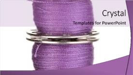  Presentation with thread - Presentation design having metal spools of thread isolated on white background and a coral colored foreground