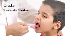  Presentation with syrup - Amazing PPT theme having giving her son flu syrup backdrop and a lemonade colored foreground