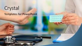  Presentation with gynecologist - Slide set with smiling girl wearing checkered casual shirt thinking and pointing finger away isolated on a white background background and a lemonade colored foreground