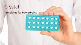  Presentation with pills - Slides having contraception - hormonal pills in hand background and a lemonade colored foreground