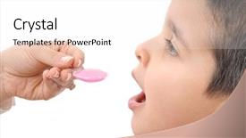  Presentation with indian mother son - Presentation theme enhanced with giving her son flu syrup background and a white colored foreground
