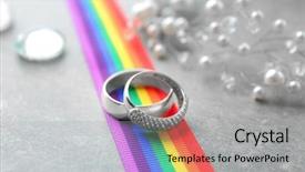  Presentation with wedding rings - Presentation featuring silver rings for lesbian wedding background and a light gray colored foreground
