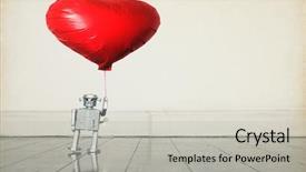  Presentation with balloon - Cool new theme with silver robot holding red balloon backdrop and a light gray colored foreground