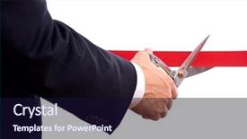  Presentation with ribbon cutting - Colorful PPT theme enhanced with silver scissors grand opening ceremony backdrop and a wine colored foreground