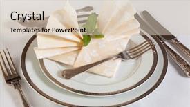  Presentation with napkins - Presentation design enhanced with silver service - elegant dinner table with vintage background and a lemonade colored foreground