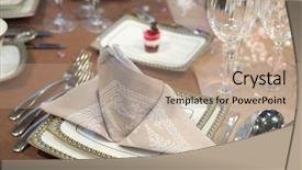  Presentation with elegant wedding - PPT theme featuring silver service - elegant table set background and a coral colored foreground