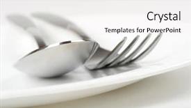  Presentation with manufacturing steel plate - Audience pleasing presentation theme consisting of silver service - photo of fork and spoon backdrop and a sky blue colored foreground