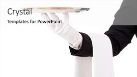  Presentation with simples professional - Theme having silver service - professional waiter holding an empty background and a white colored foreground