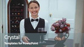  Presentation with waitress - Amazing slide set having silver service - smiling waitress holding a tray backdrop and a  colored foreground