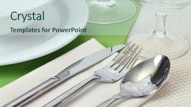  Presentation with table napkin - Cool new slide deck with silver service - table setting with fork knife backdrop and a  colored foreground
