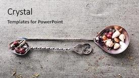  Presentation with dying of fabric - Cool new theme with silver service - tea in metal spoons backdrop and a  colored foreground