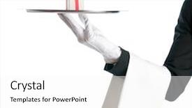  Presentation with white christmas - Colorful slides enhanced with silver service - waiter holding a tray backdrop and a white colored foreground