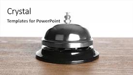  Presentation with bell service - Audience pleasing presentation theme consisting of silver service bell on wooden backdrop and a white colored foreground