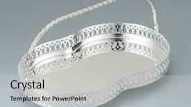  Presentation with plain - Slides having silver serving tray on plain background and a light gray colored foreground