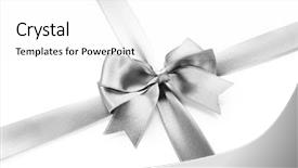  Presentation with silk - Beautiful PPT theme featuring abstract curve element grey - silver silk ribbon with beautiful backdrop and a white colored foreground