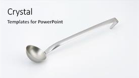  Presentation with white blank notebook silver - Colorful PPT theme enhanced with silver soup ladle on white backdrop and a sky blue colored foreground