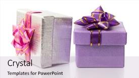  Presentation with an open gift box - Amazing slides having silver sparkle - gift boxes isolated on white backdrop and a  colored foreground