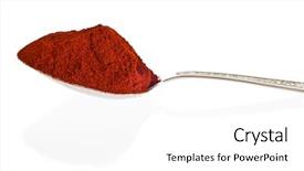  Presentation with powder - PPT theme consisting of silver spoon containing spicy paprika powder on a white background with reflections background and a white colored foreground