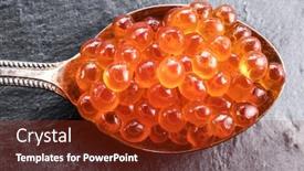  Presentation with caviar - Theme having silver-spoon-of-red-caviar background and a tawny brown colored foreground