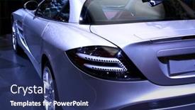  Presentation with sports car - Beautiful slide set featuring silver-sports-car-against backdrop and a navy blue colored foreground