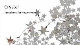  Presentation with stars - Beautiful PPT theme featuring silver stars isolated on white backdrop and a white colored foreground