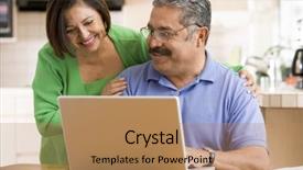  Presentation with kitchen - Presentation with silver surfer - couple in kitchen with laptop background and a coral colored foreground