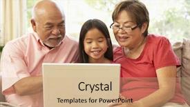  Presentation with grandparents - Presentation theme with silver surfer - grandparents and grandaughter using laptop background and a  colored foreground