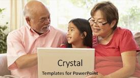  Presentation with grandparents - Colorful PPT theme enhanced with silver surfer - grandparents and grandaughter using laptop backdrop and a  colored foreground