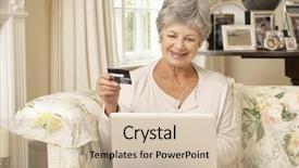  Presentation with laptop - Presentation theme consisting of silver surfer - retired senior woman sitting background and a soft green colored foreground