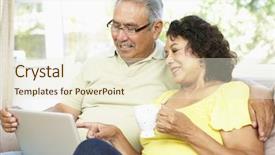  Presentation with senior couple - Cool new presentation theme with silver surfer - senior couple using laptop backdrop and a cream colored foreground