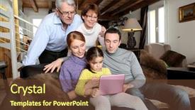  Presentation with family - Slide deck having silver surfer - whole family around a laptop background and a  colored foreground