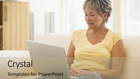  Presentation with living room - Beautiful PPT theme featuring silver surfer - woman in living room backdrop and a coral colored foreground