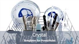  Presentation with chinese pastry or mooncake filled - Slide set having silver tea service set - dishwasher filled with blue background and a  colored foreground