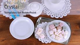  Presentation with table setting - Presentation theme with silver tea service set - table setting with chamomiles background and a  colored foreground