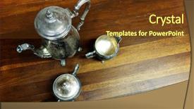  Presentation with silver cup - Presentation theme featuring silver tea set cups pitcher background and a  colored foreground