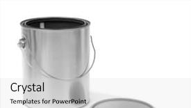  Presentation with paint bucket - Audience pleasing slides consisting of silver tin paint can opened backdrop and a light gray colored foreground
