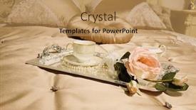  Presentation with silver cup - Slides with silver tray with cup and rose background and a coral colored foreground