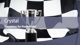  Presentation with checkered flag - Cool new theme with silver trophy on checkered flag backdrop and a gray colored foreground