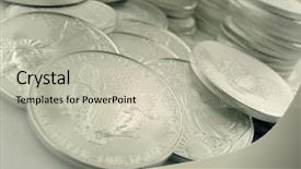  Presentation with silver - Theme with silver u s bullion coins background and a mint green colored foreground