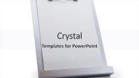  Presentation with vertical - Presentation consisting of silver vertical clipboard or paper stand isolated on white focus is on the upper clipboard clip section background and a light gray colored foreground