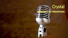  Presentation with radio station air vintage microphone - Colorful presentation enhanced with silver vintage microphone in front backdrop and a tawny brown colored foreground