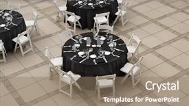  Presentation with banquet - Audience pleasing slides consisting of silver wear set for social backdrop and a coral colored foreground