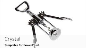  Presentation with corkscrew - Presentation theme consisting of silvered corkscrew isolated on a white background background and a white colored foreground