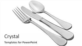  Presentation with cutlery - Theme having silverware - cutlery - fork knife background and a white colored foreground